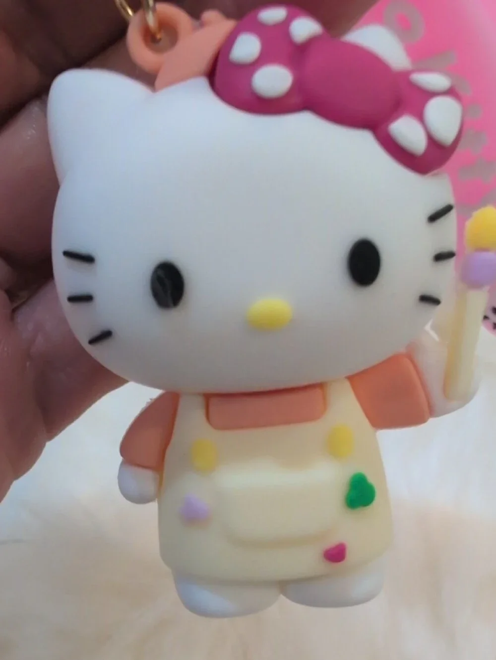 Hello Kitty Pink And Cream Silicone Strap Keychain Bagcharm